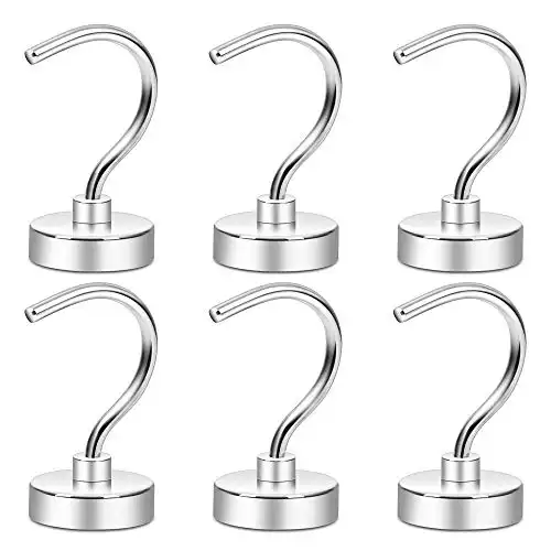 Large Opening Magnetic Hooks 50+LBS  (Pack of 6)