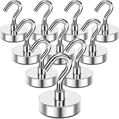 Small Magnetic Hooks, 80 Lbs Heavy Duty (Pack of 10)