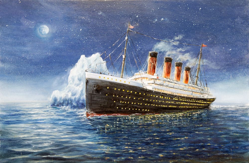 Titanic Compared to Cruise Ship - Painting of the Titanic