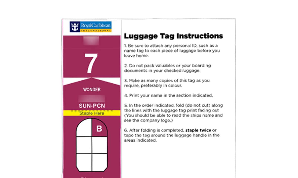 Royal Caribbean Luggage Tags - How not to lose your luggage