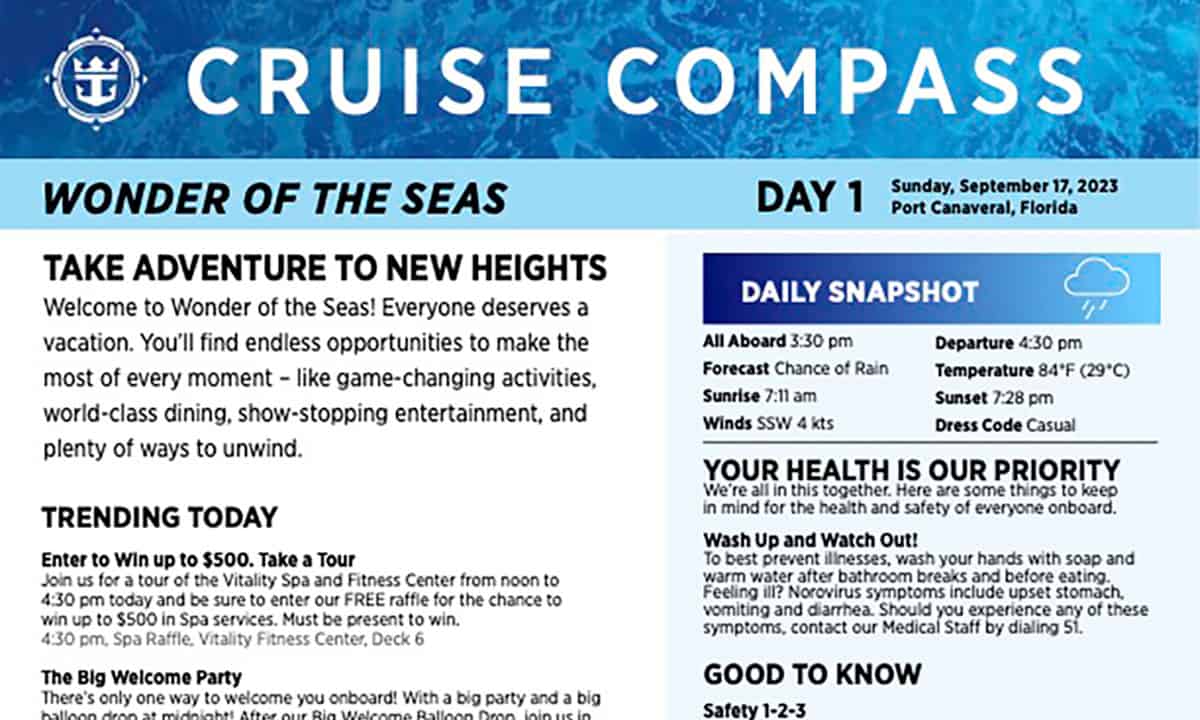 Royal Caribbean Cruise Compass Example