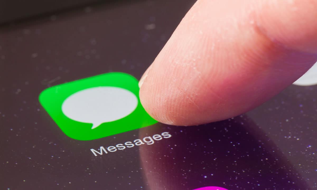 Closeup of iphone screen showing Messages App