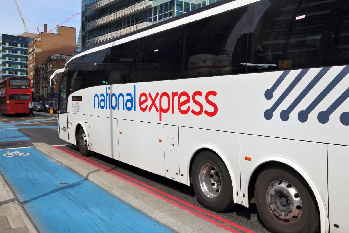A National Express Coach parked and waiting for passengers
